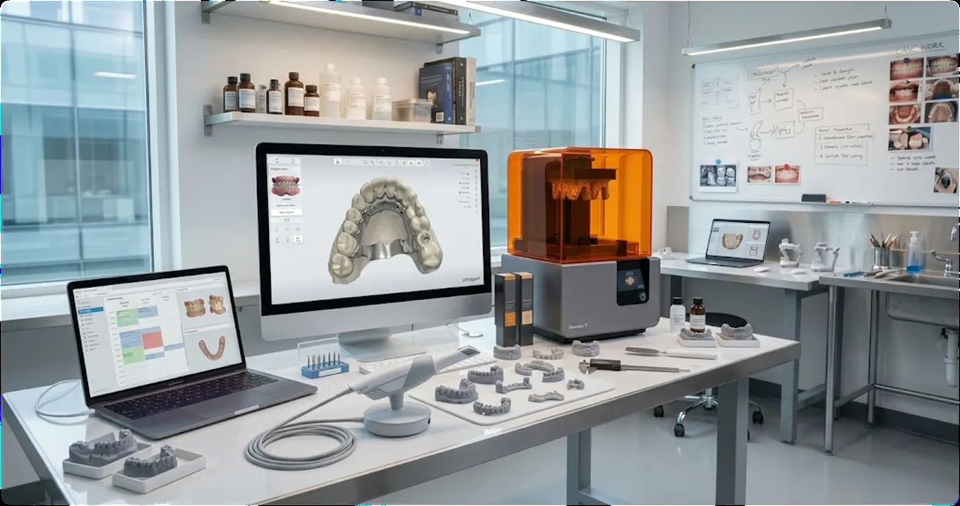 Laboratorio dental digital con escáner e impresora 3D